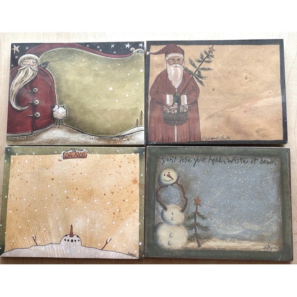 Primitives by Kathy Note Pad LOT of 4 NIP New Christmas Santa Snowman Folk Art 9